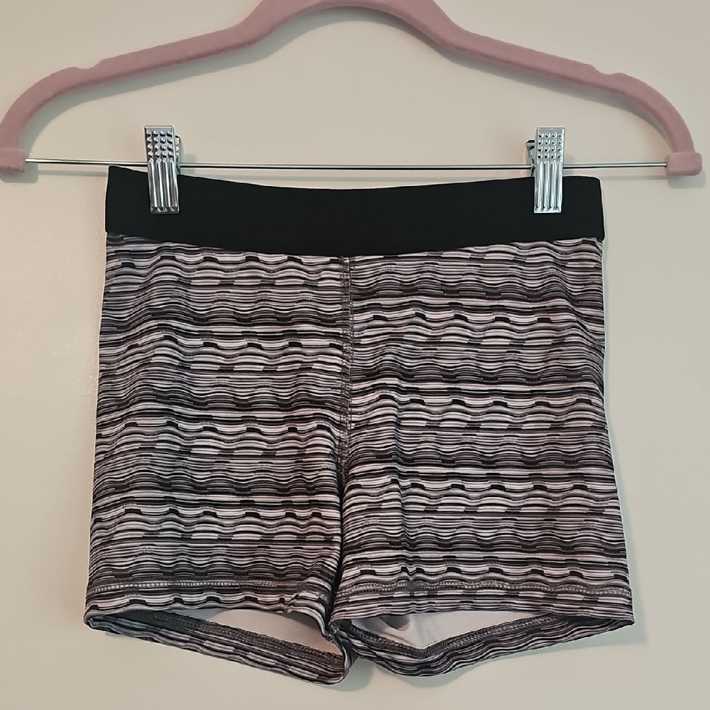 SO Black and White Striped Bike Shorts with Stretchy Fit